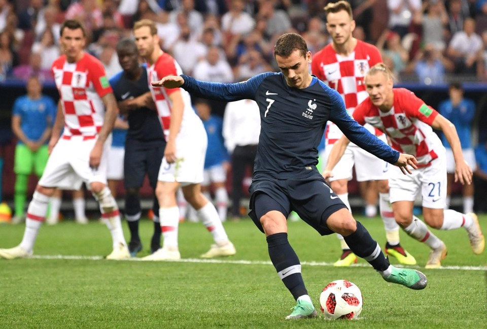 Antoine Griezmann hit four goals for France in the World Cup including a penalty in the final