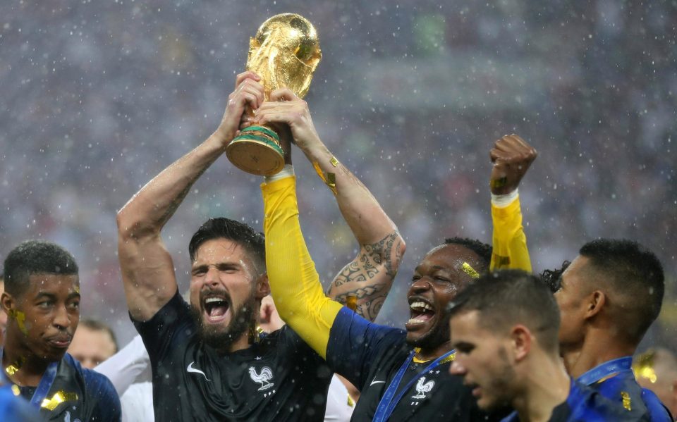  Olivier Giroud helped France win their second World Cup after they beat Croatia 4-2 in the final