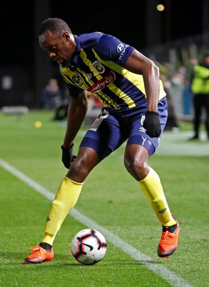  Usain Bolt has been deployed on the wing and up front for Central Coast Mariners - will he make the squad for the full season?