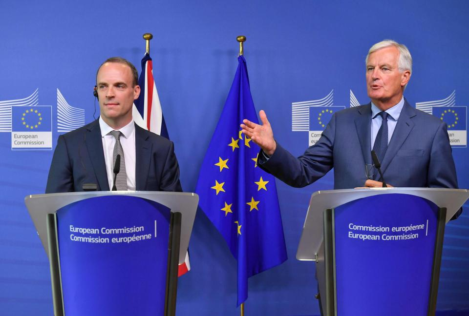  The EU 'believes we will blink first,' a Brexit talks insider tells me - pictured Dominic Raab with Michel Barnier