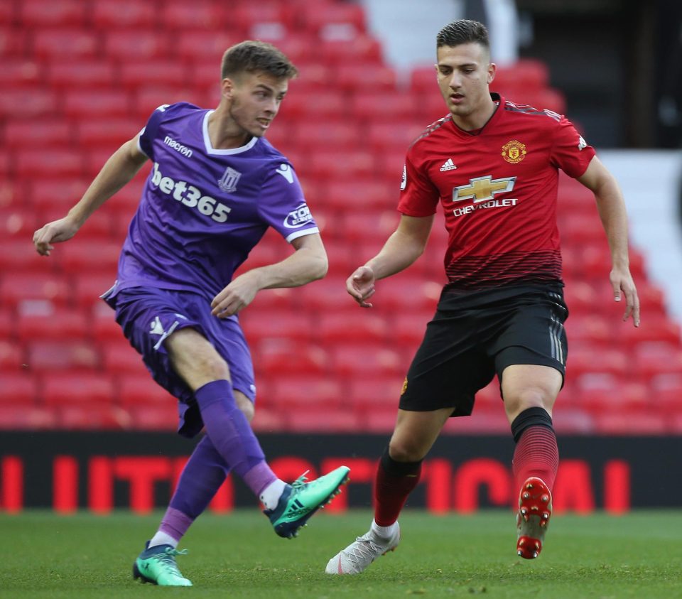  ummer signing Diogo Dalot, right, made his first appearance for the U23s in a 1-0 win against Stoke