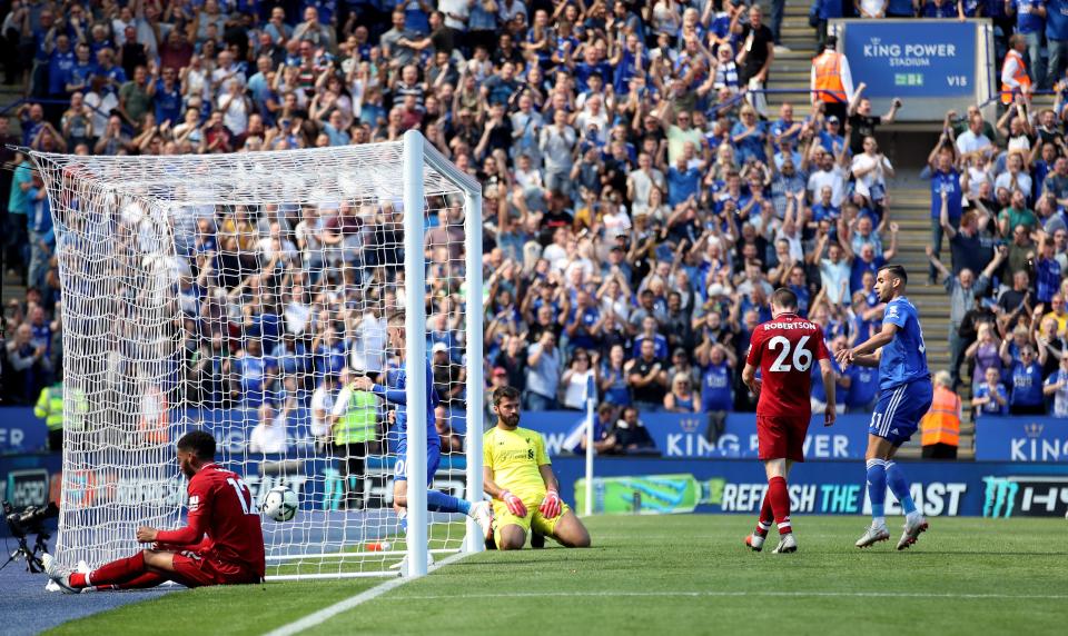  Alisson couldn't recover in time as Leicester slotted into an empty net