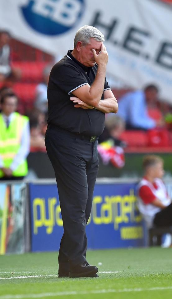  Steve Bruce is feeling the pressure at Villa after the dismal display