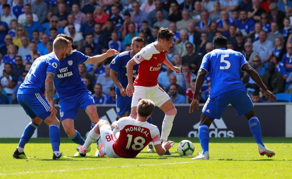  Arsenal were twice pegged back by newly promoted Cardiff