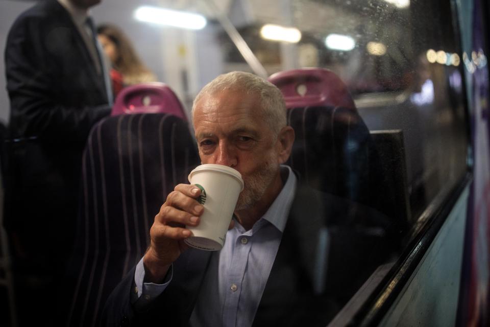  Mr Corbyn spent today riding on trains in the North of England