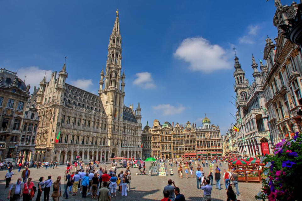  View of the Grand Place in Brussels, surrounded by great bars and cafes