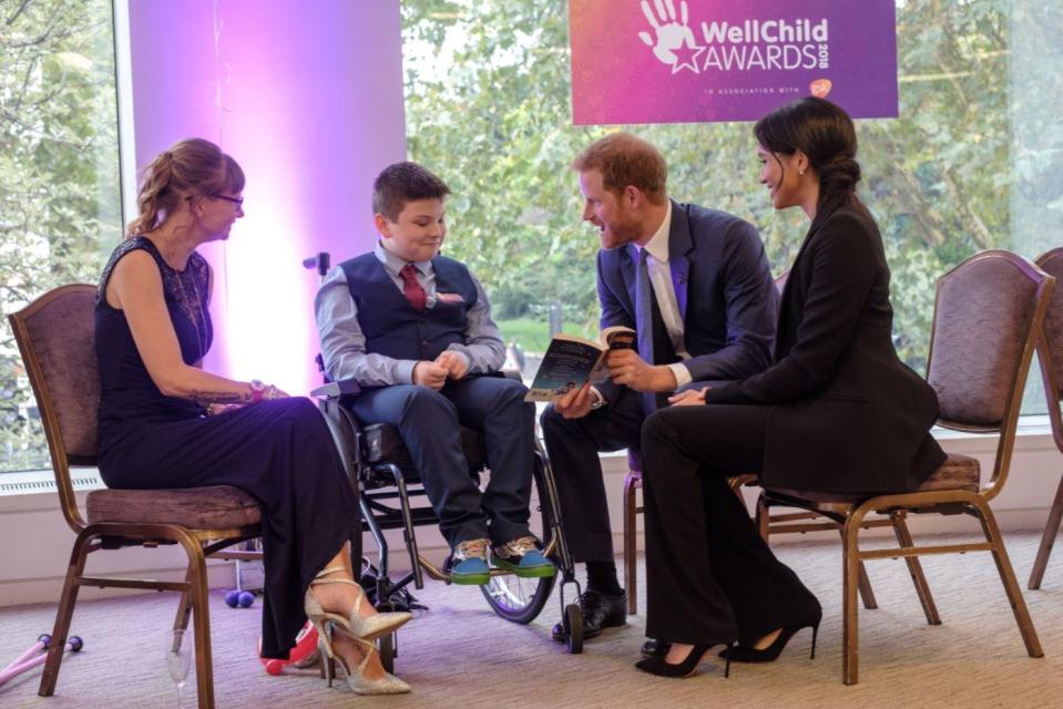  Harry congratulations award winner Jake, 12, who has spinal muscular atrophy