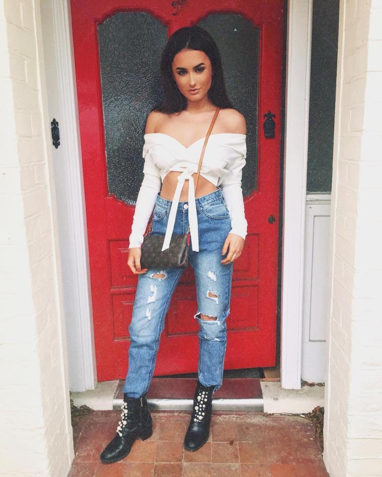  Amber Davies' pose is as tough as her biker boots