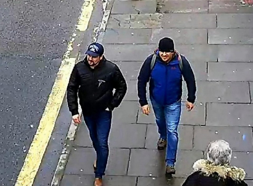 The pair were caught smiling as they strolled through Salisbury hours before the attack on the Skripals