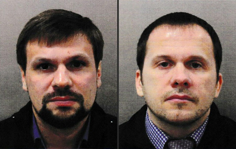 Ruslan Boshirov, left, and Alexander Petrov, right, have been named as the two GRU agents behind the Novichok poisoning