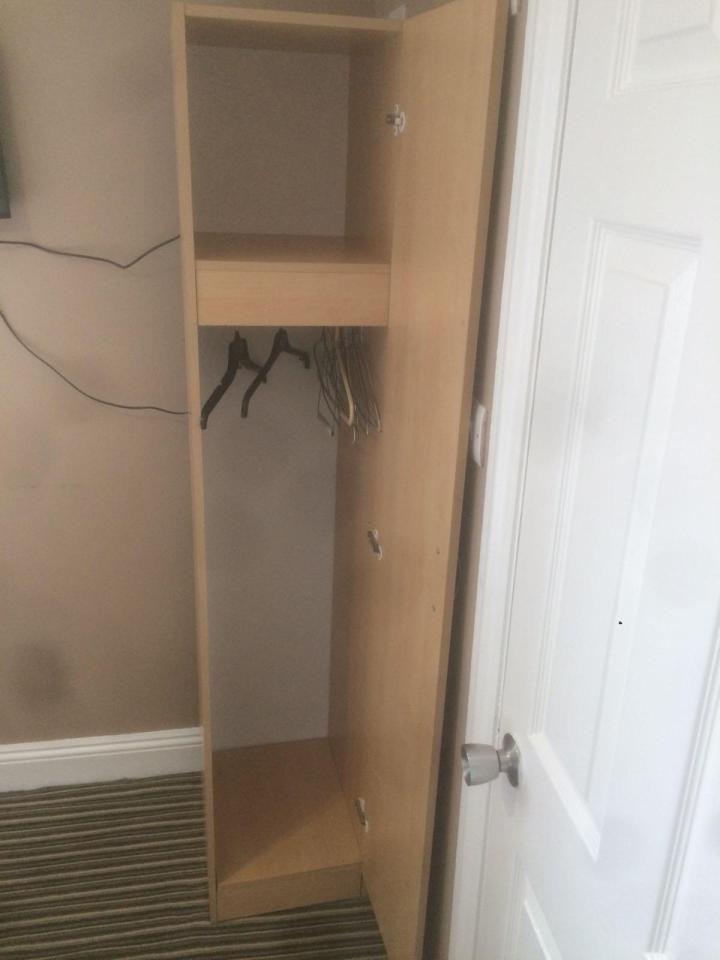  The tiny wardrobe at the hotel where the spies hid out before the attack