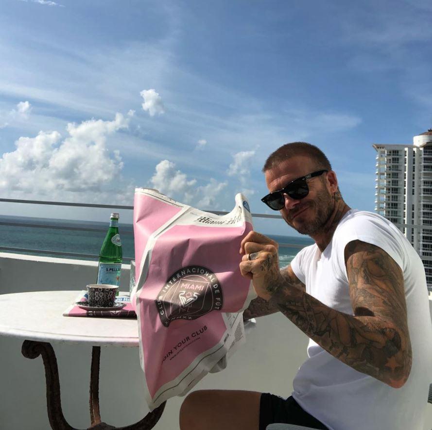  Becks posted a photo on his Instagram holding the Miami Herald with the logo on the front and back as a wrap