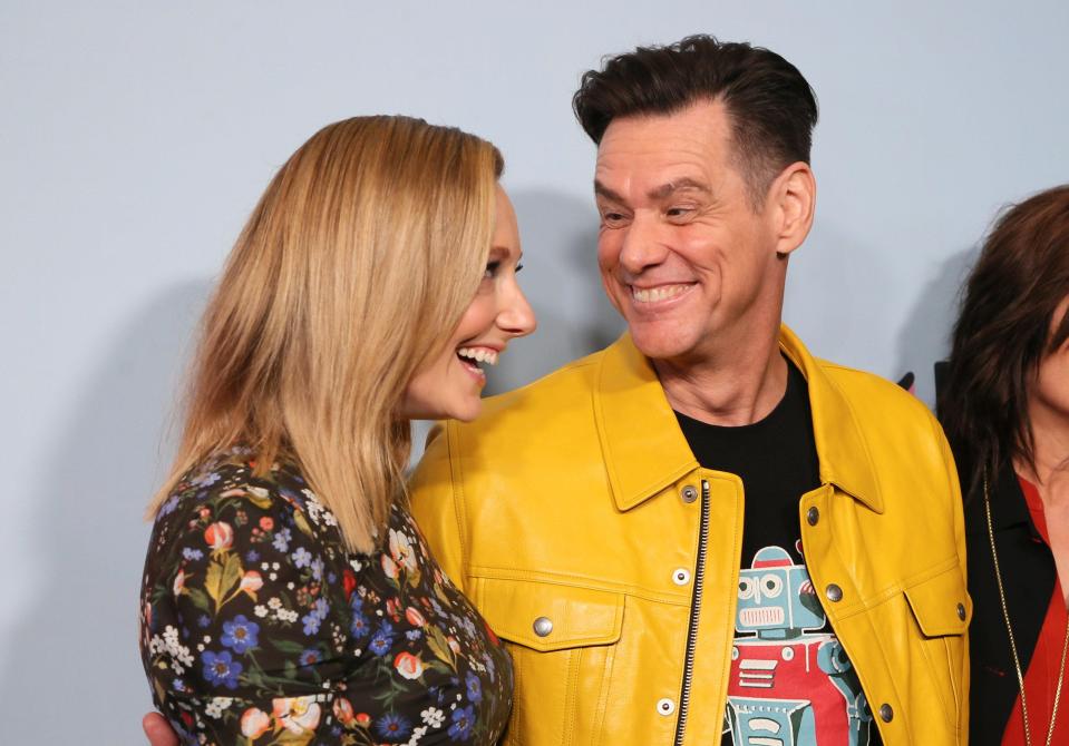  Jim shares a laugh with co-star Judy Greer at the series premiere