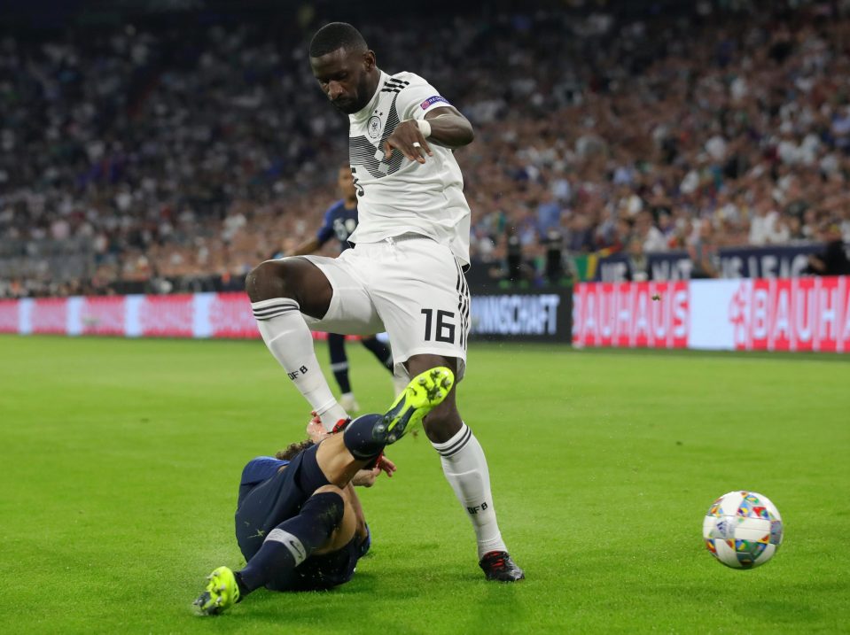  Antonio Rudiger's foot came down heavily on the next of Benjamin Pavard