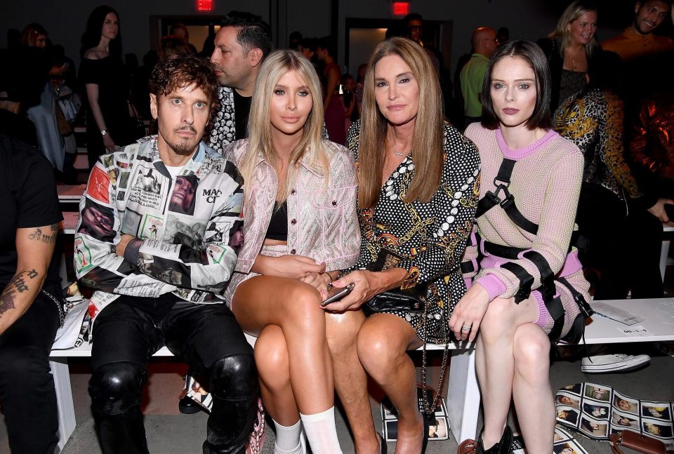  Steven Klein, Sophia Hutchins, Caitlyn Jenner and Coco Rocha attend the Jeremy Scott front row