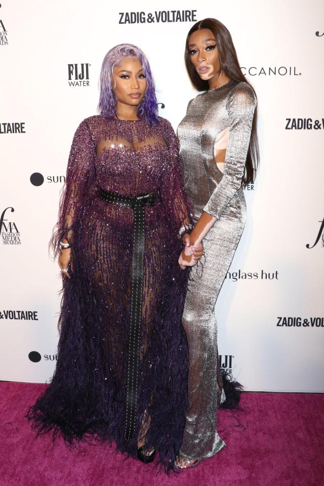  Nicki Minaj wore a sheer purple maxi dress