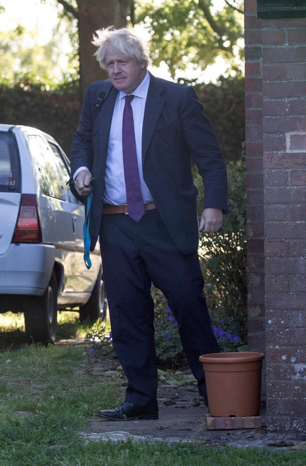  Boris at his Oxfordshire home this morning. He was accused of cheating on wife Marina