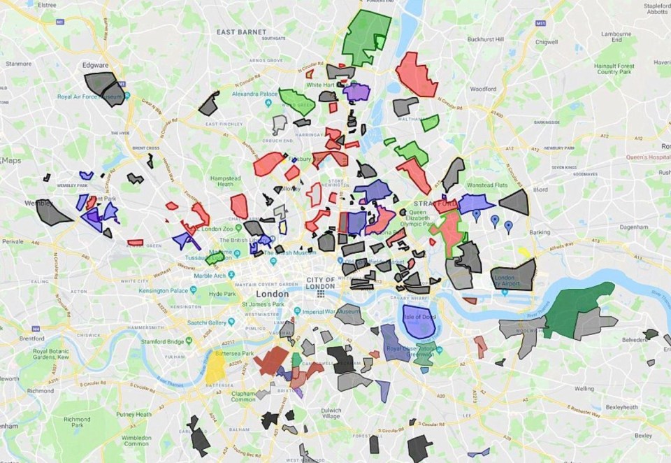 A chilling map shows the patchwork of violent gangs bringing carnage to the streets of London