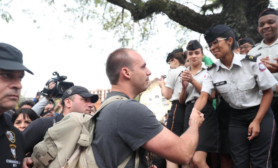  Eduardo Bolsonaro, son of presidential candidate Jair Bolsonaro. initially tweeted that is father was okay