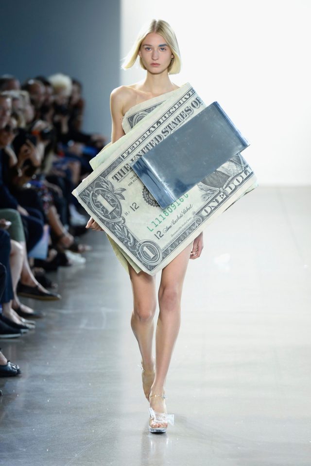  One model wore a wad of cash as a dress on the NYFW runway