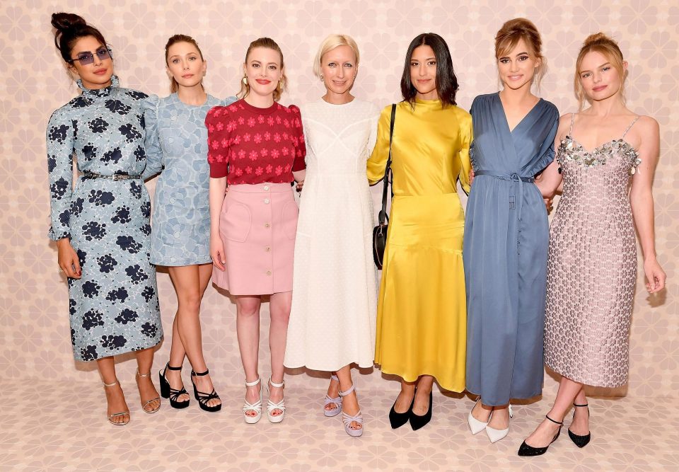  Girl squad! (L-R) Priyanka Chopra, Elizabeth Olsen, Gillian Jacobs, Nicola Glass, Julia Jones, Suki Waterhouse and Kate Bosworth attend the Kate Spade New York Fashion Show