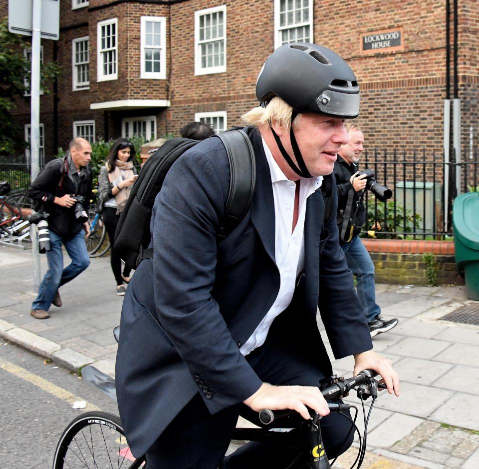  The former Foreign Secretary was seen cycling away from the ground