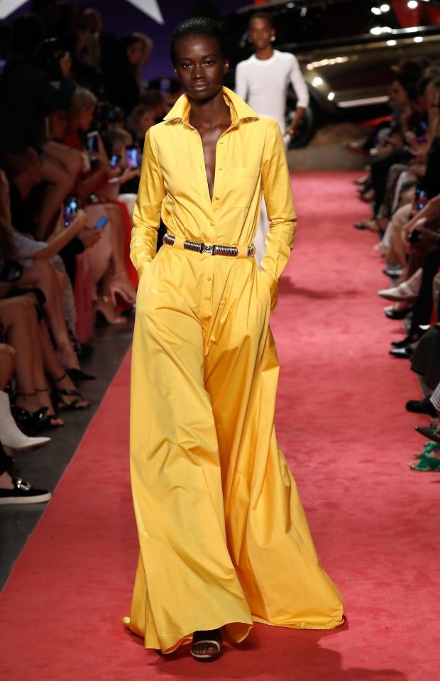  Meghan Markle wore a canary yellow style by Brandon Maxwell earlier in the summer and it was included in the NYFW show