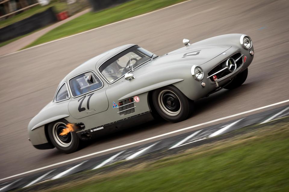  Jochen Mass driving a Mercedes Benz 300 SL Gullwing in the Freddie March Memorial Trophy