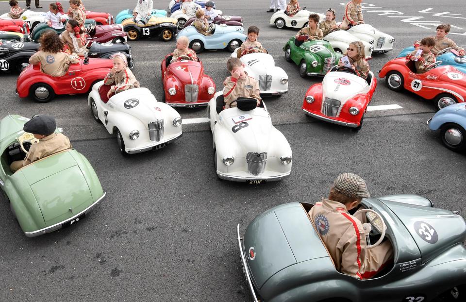  Kids congregate in their cars at the end of the race