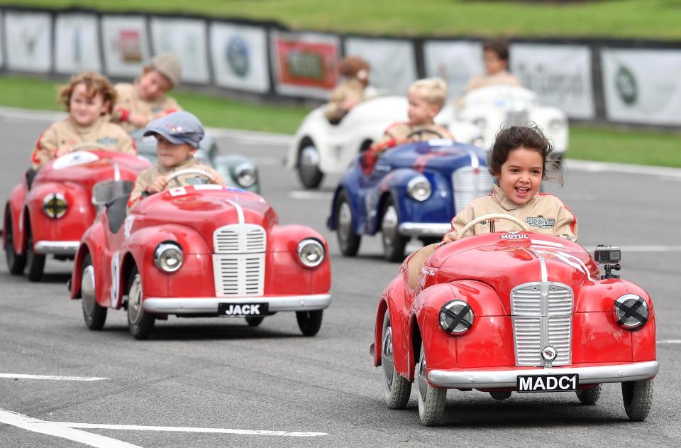  Children competed in a pedal car race on the third and final day of the 2018 Goodwood Revival Festival