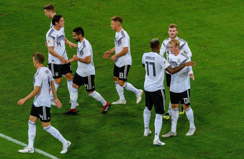  Germany hit back within three minutes though, thanks to Julian Brandt, far right