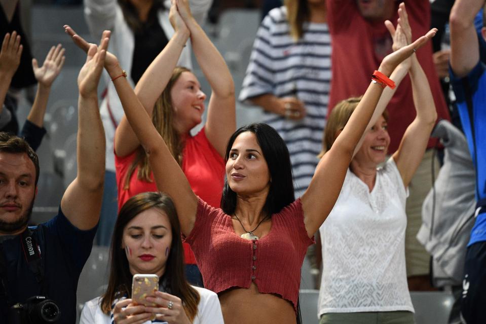  Alphonse Areola's wife Marion, middle, was also in the party mood