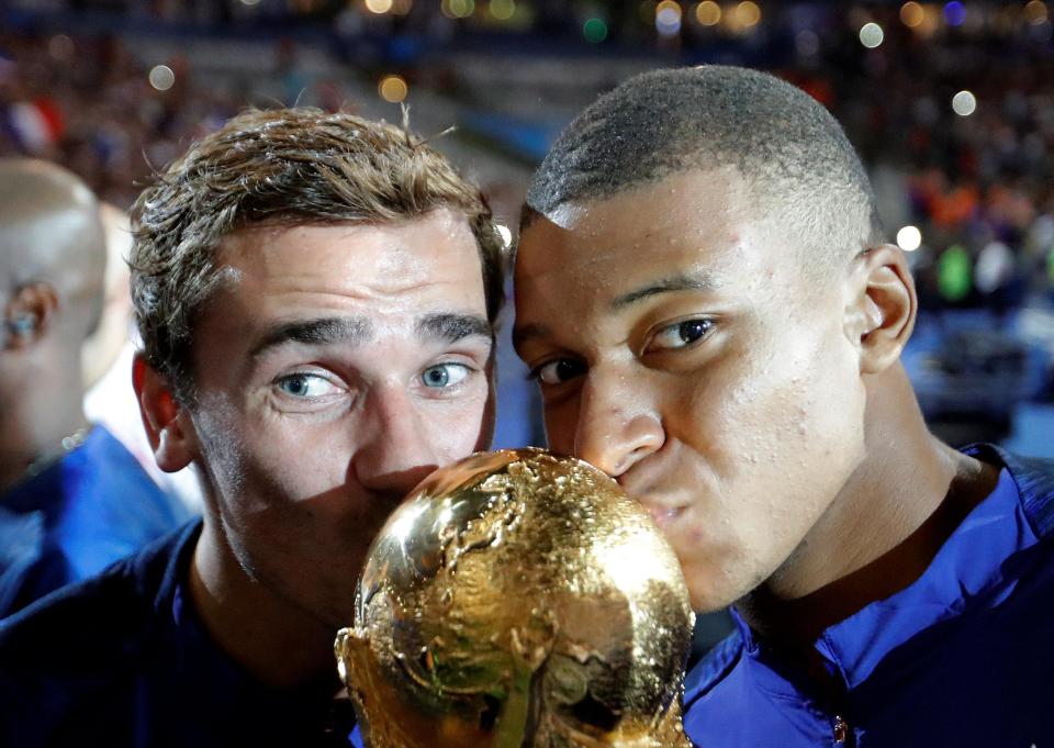  Antoine Griezmann, left, and Kylian Mbappe, celebrate on a night to remember in Paris