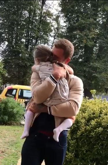  Father and daughter were delighted to be reunited