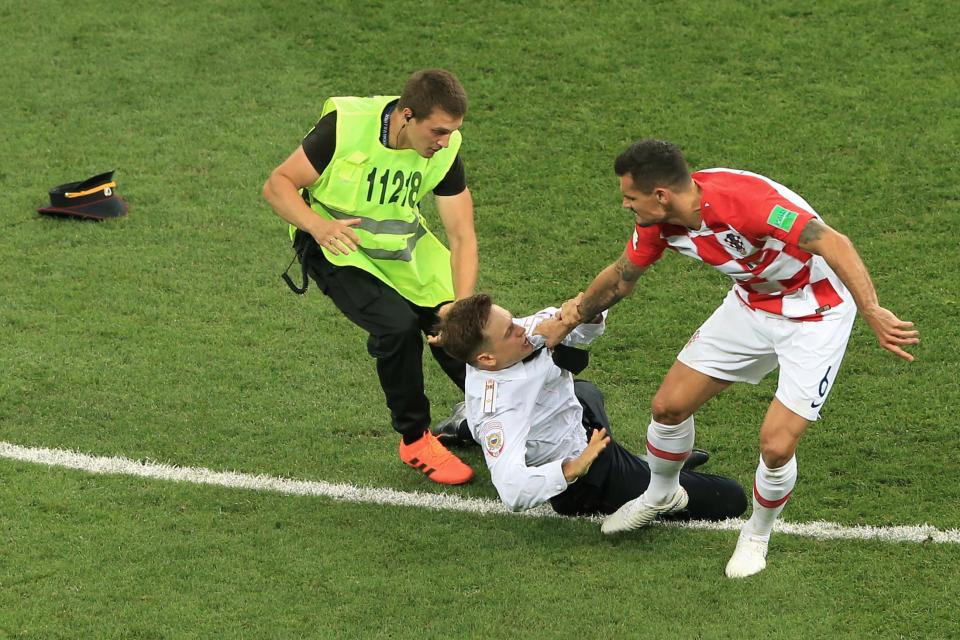  He was storming the pitch as part of a Pussy Riot protest to raise awareness of political issues in Russia