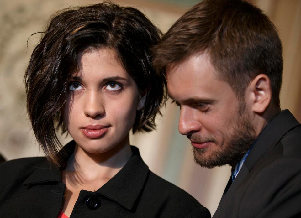  Russian political activist Nadya Tolokonnikova of the Russian punk band Pussy Riot, with her husband Pyotr Verzilov