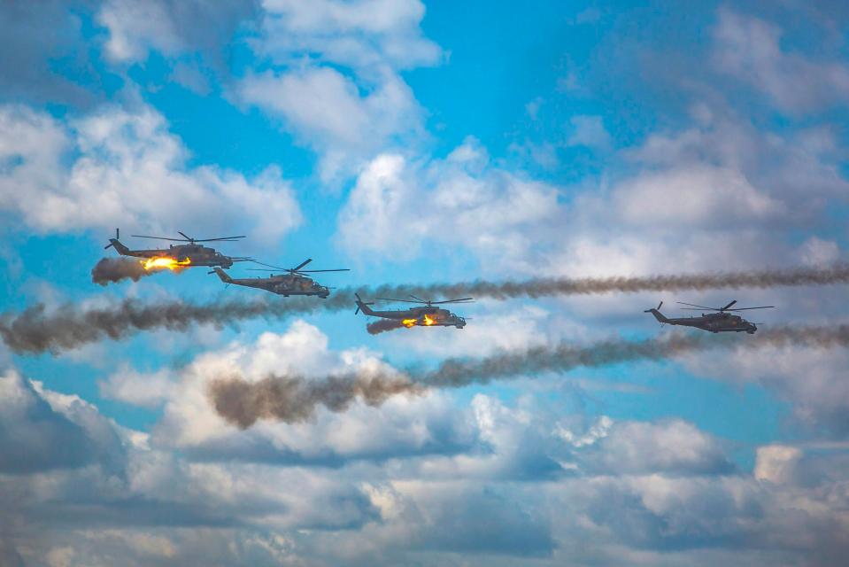  Helicopters display their terrifying firepower over Siberia this afternoon