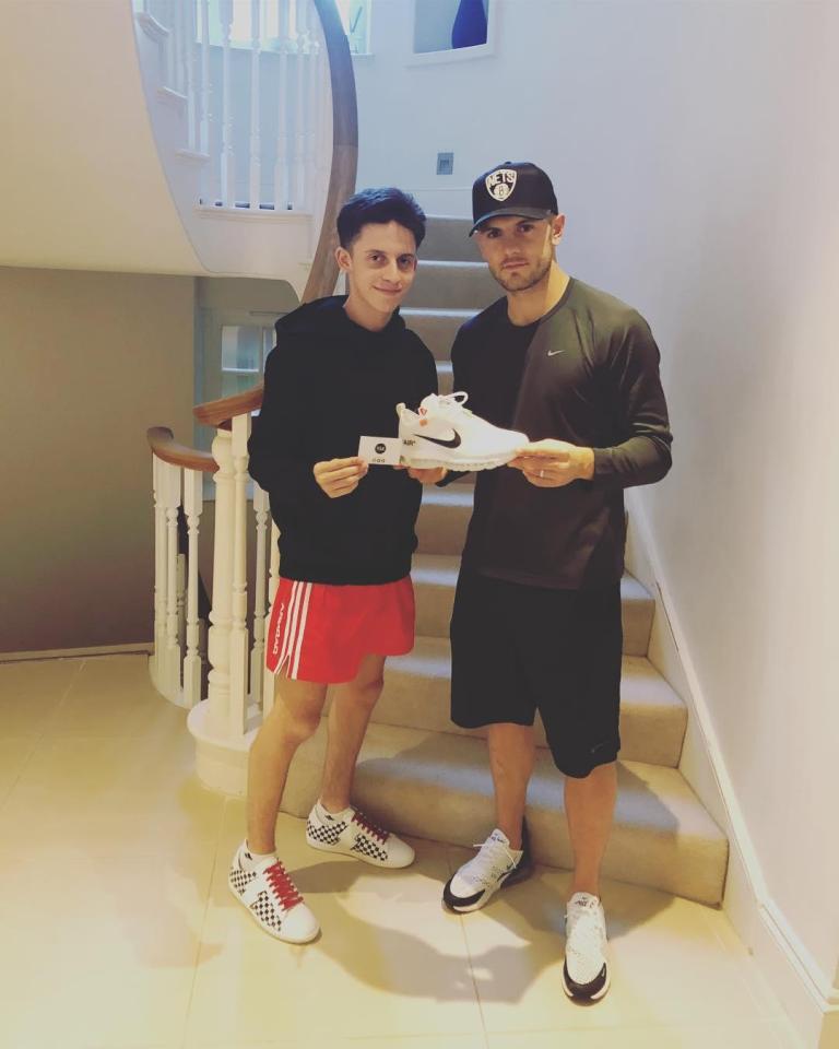  West Ham's Jack Wilshere poses with Sam with his new Nikes