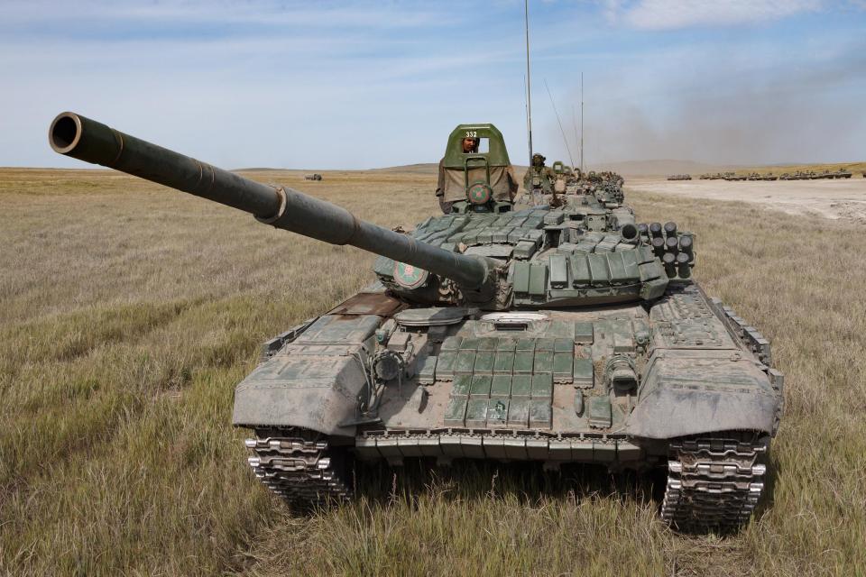  T-72B tank takes part in the main stage of the Vostok 2018 military exercise