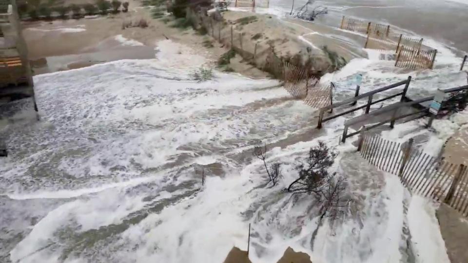  Waves are seen coming ashore in Avon, North Carolina