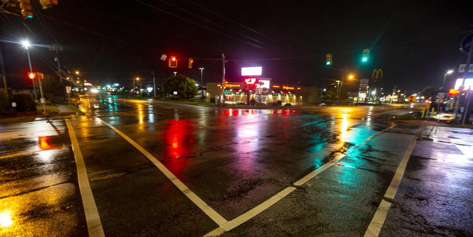  Deserted streets are seen as Tropical Storm Florence blows through the Carolinas