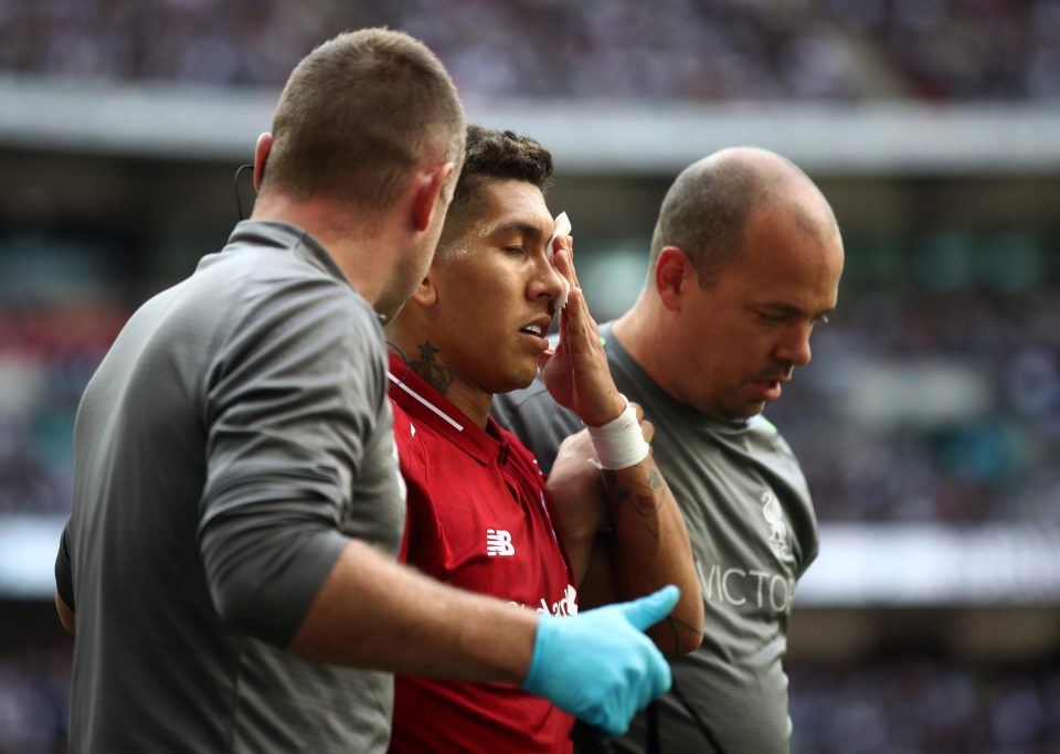  Firmino was taken off the field after appearing to have his eye gauged by Vertonghen