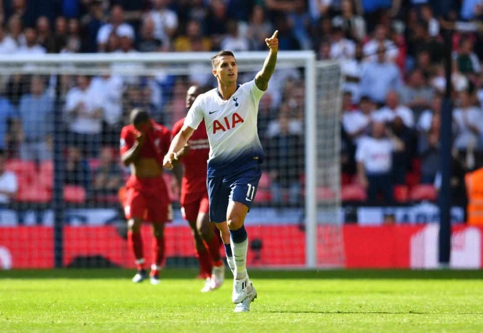  Erik Lamela grabbed a late consolation to set up a nervy finish for the visitors