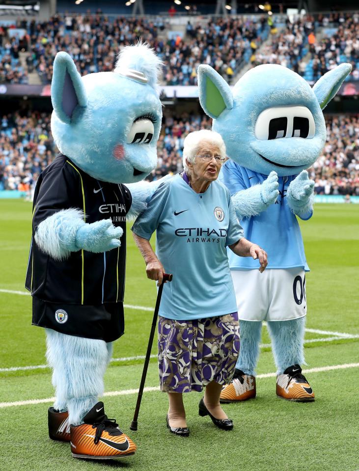  Vera, is pictured alongside City's regular mascots