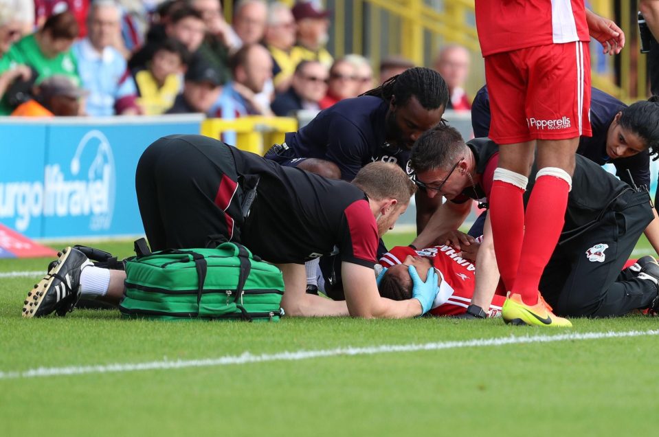  Cameron Borthwick-Jackson was treated by both club medical departments after a collision