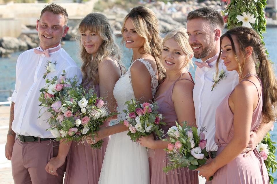  Rhian Sugden poses with her bridesmaids in sweet snap