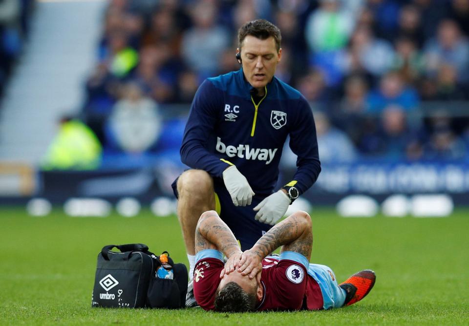  Marko Arnautovic hobbled off with a knee injury