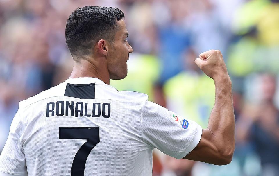  Cristiano Ronaldo celebrates scoring two goals for Juventus to finally end his drought