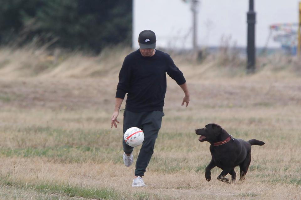  It's the first time he's been seen in public since he was pictured kissing new girlfriend Anne Marie Corbett last week