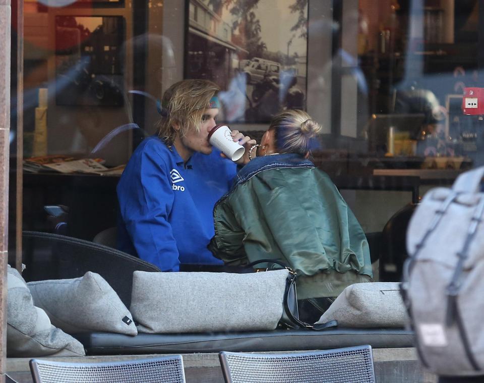  Hailey and Justin were seen stopping off at Pret, Starbucks and Joe & The Juice for refreshments